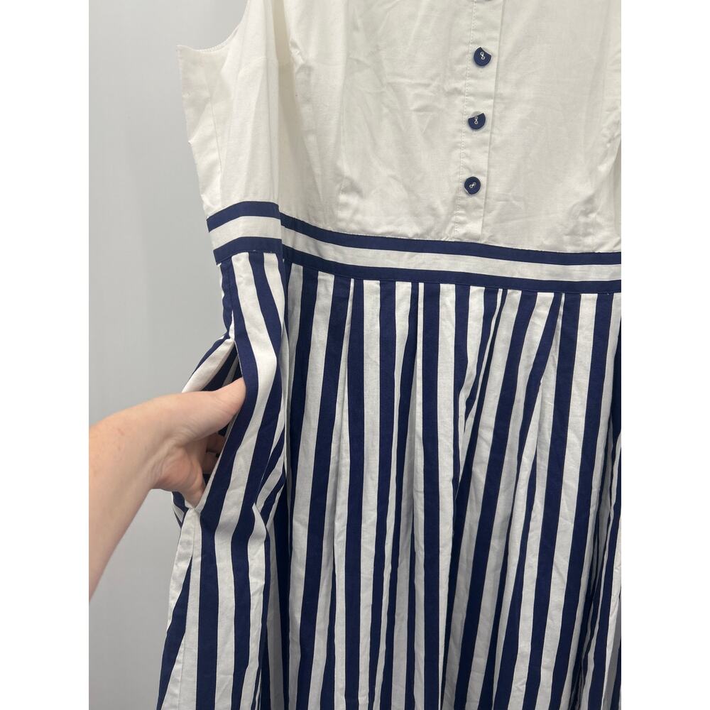 ModCloth Striped Sleeveless Nautical Rockabilly Retro Collared Dress Size 3X - Picture 4 of 9